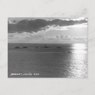 Gammalt vykort - Solnedgång, markens ände, Cornwal