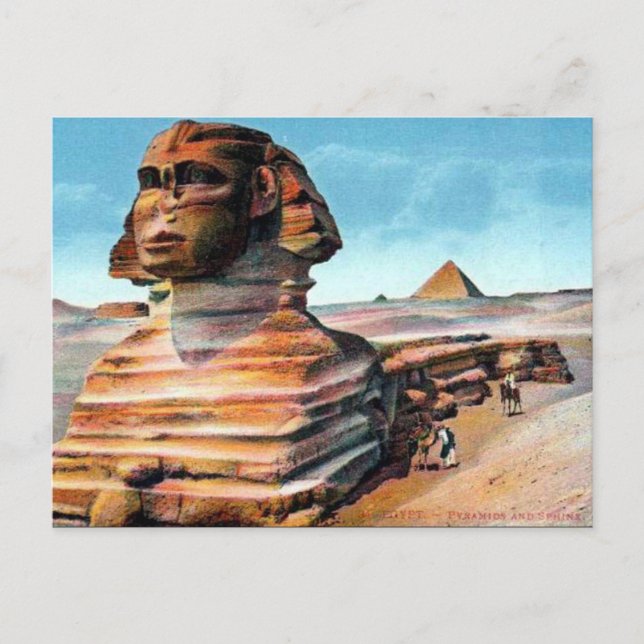 Gammalt vykort - Sphinx, Kairo, Egypten (Framsida)