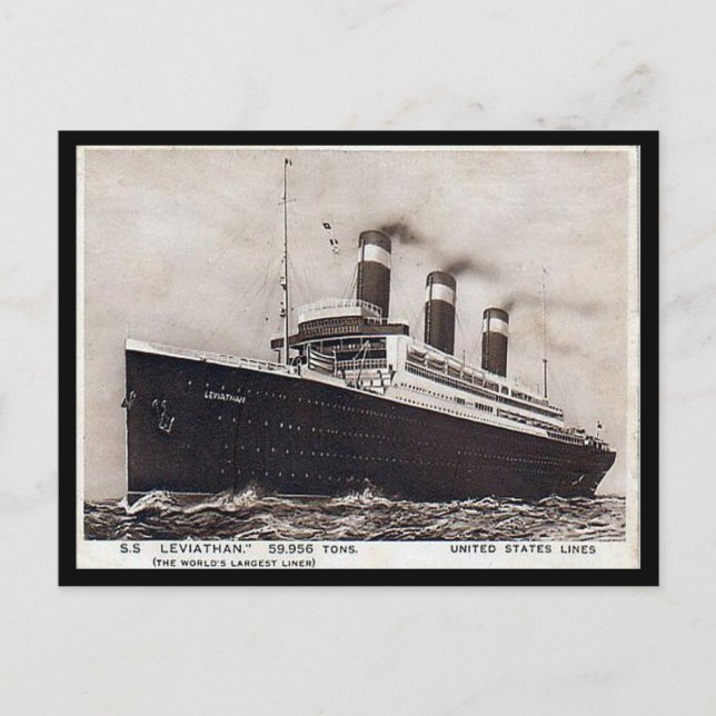 Gammalt vykort - SS Leviathan, United Stater Linje (Framsida)