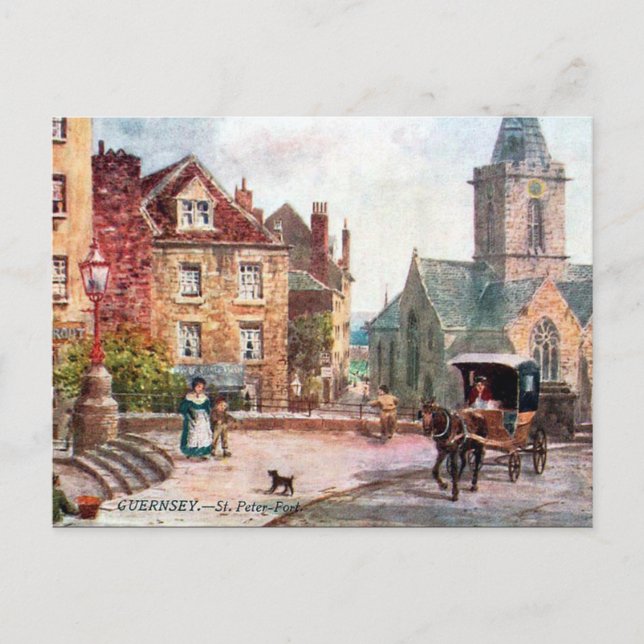 Gammalt vykort - St Peter Port, Guernsey (Framsida)