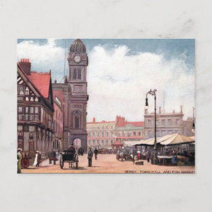 Gammalt vykort - stadshuset, Derby