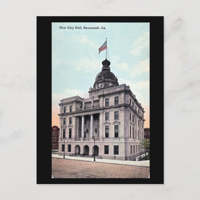 Gammalt vykort, stadshuset, Savannah, Georgien Vykort (Framsida)