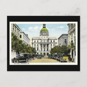 Gammalt vykort, stadshuset, Savannah, Georgien Vykort