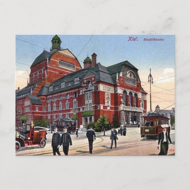 Gammalt vykort - Stadttheater, Kiel, Tysklant (Framsida)