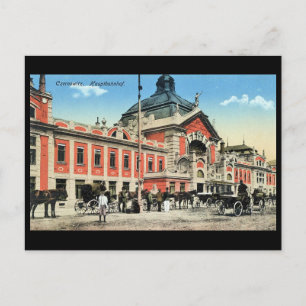 Gammalt vykort, Station, Chernivtsi, Ukraina Vykort
