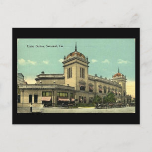 Gammalt vykort, Station, Savannah, Georgien Vykort