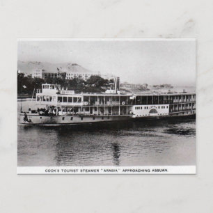 Gammalt vykort - Steamer vid Aswan, Egypten