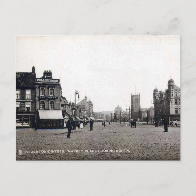 Gammalt vykort - Stockton on-on-Tees, Co Durham (Framsida)