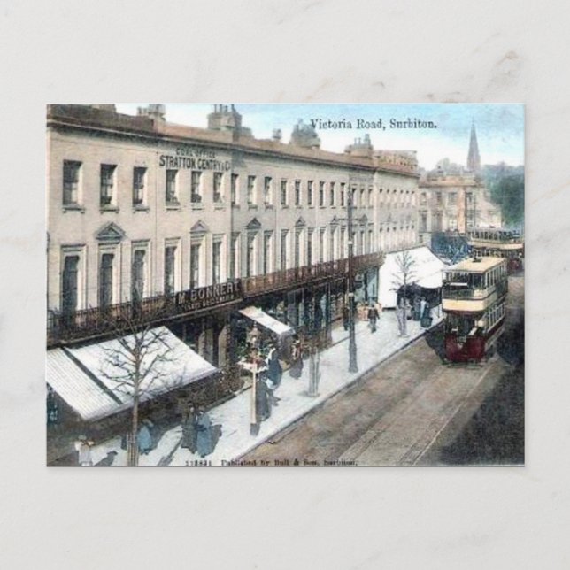 Gammalt vykort - Surbiton, London (Framsida)