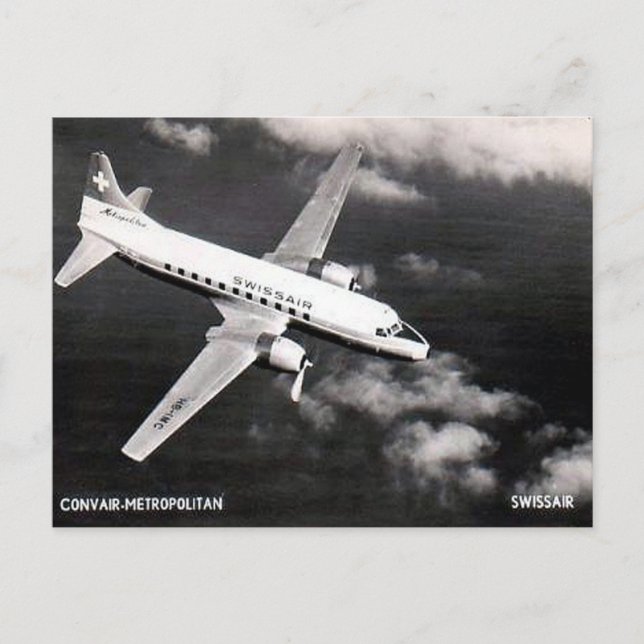Gammalt vykort - Swissair Convair ’Metropolitan’ (Framsida)