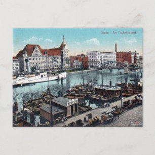 Gammalt vykort - Szczecin, Polen