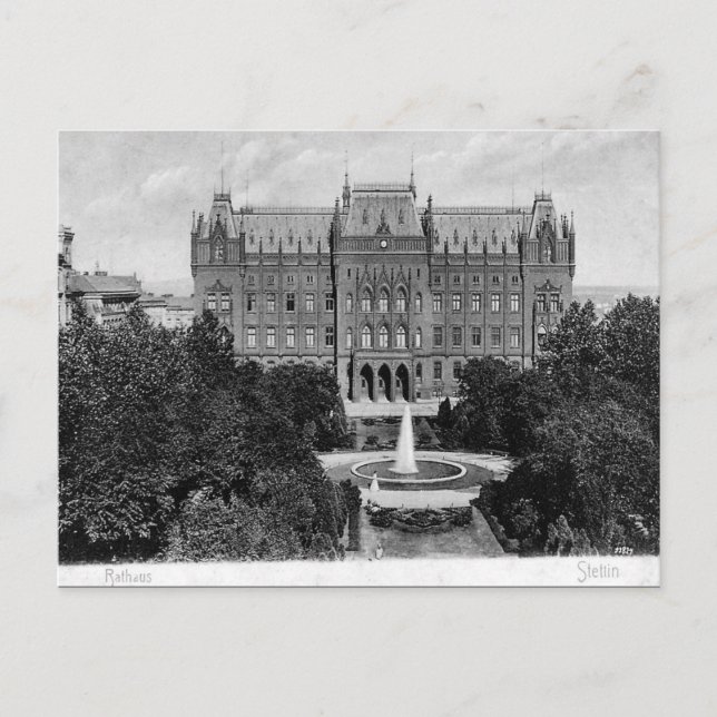 Gammalt vykort - Szczecin/Stettin, Polen (Framsida)