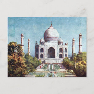Gammalt vykort - Taj Mahal, Agra, Indien