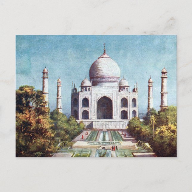 Gammalt vykort - Taj Mahal, Agra, Indien (Framsida)