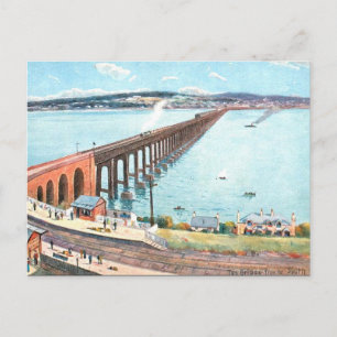Gammalt vykort - Tay Bridge, Dundee