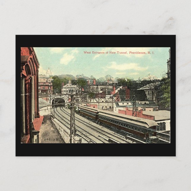 Gammalt vykort - tjänstens RI, järnvägstunneln (Framsida)