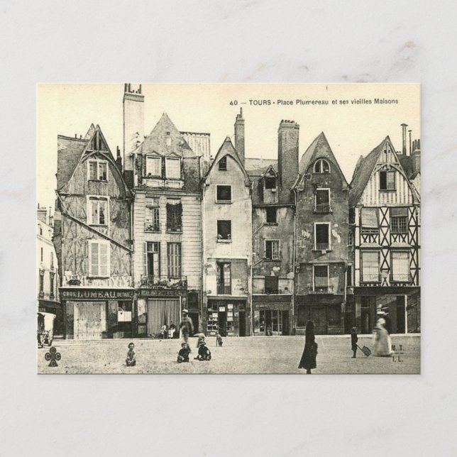 Gammalt vykort - Tours, Indre et Loire (Framsida)