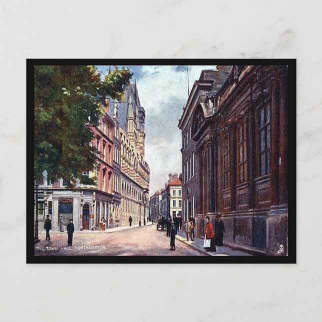 Gammalt vykort - Town Hall, Northampton (Framsida)