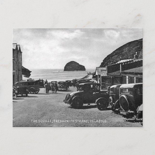 Gammalt vykort - Trebarwith Strand, Cornwall (Framsida)