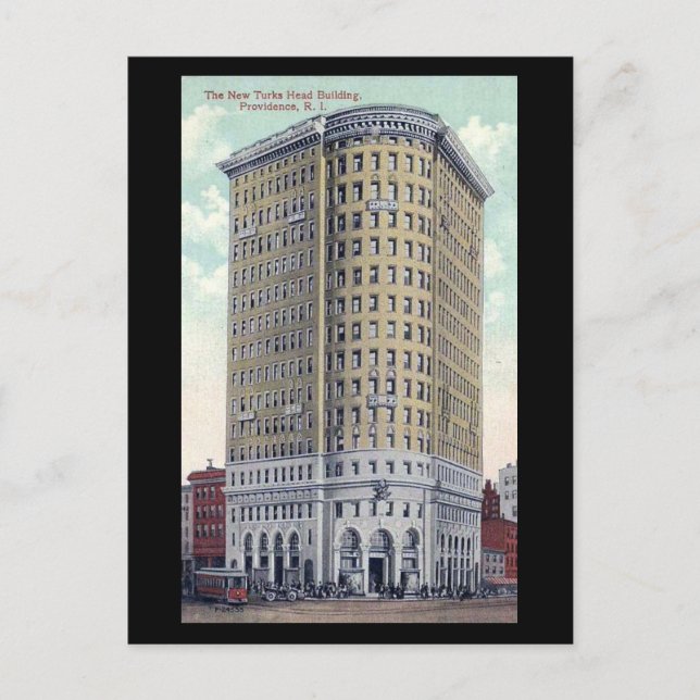Gammalt vykort - Turks Byggnad, Providence RI (Framsida)