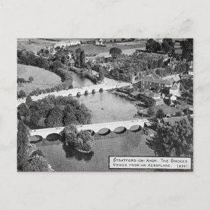 Gammalt vykort - två broar, Stratford-ON-Avon