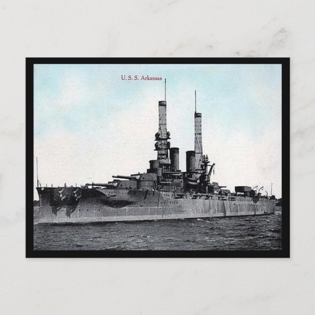 Gammalt vykort - USA Battleshöftskepp Arkansas (Framsida)