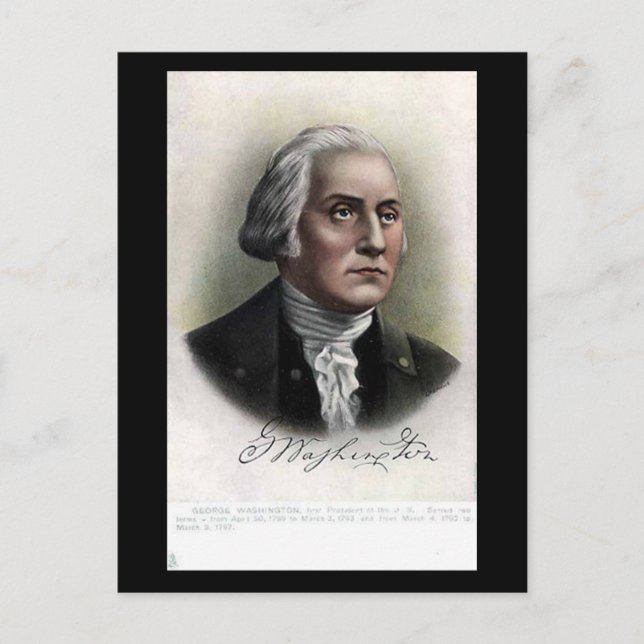 Gammalt vykort - USA:s president George Washington (Framsida)