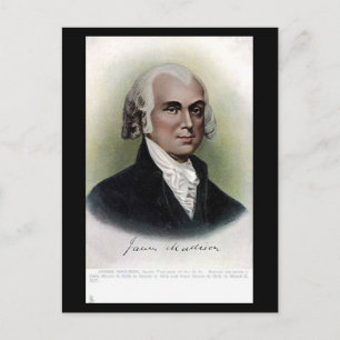 Gammalt vykort - USA:s president James Madison
