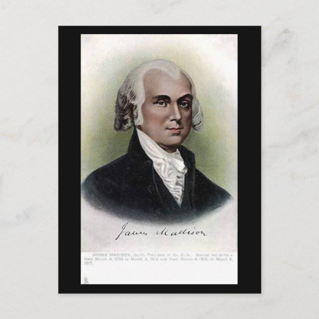 Gammalt vykort - USA:s president James Madison (Framsida)