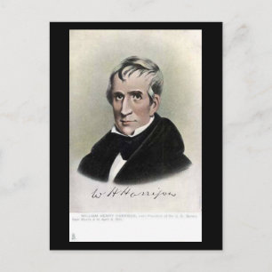 Gammalt vykort - USA:s president William Harrison