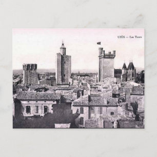 Gammalt vykort - Uzès, Gard, Frankrike