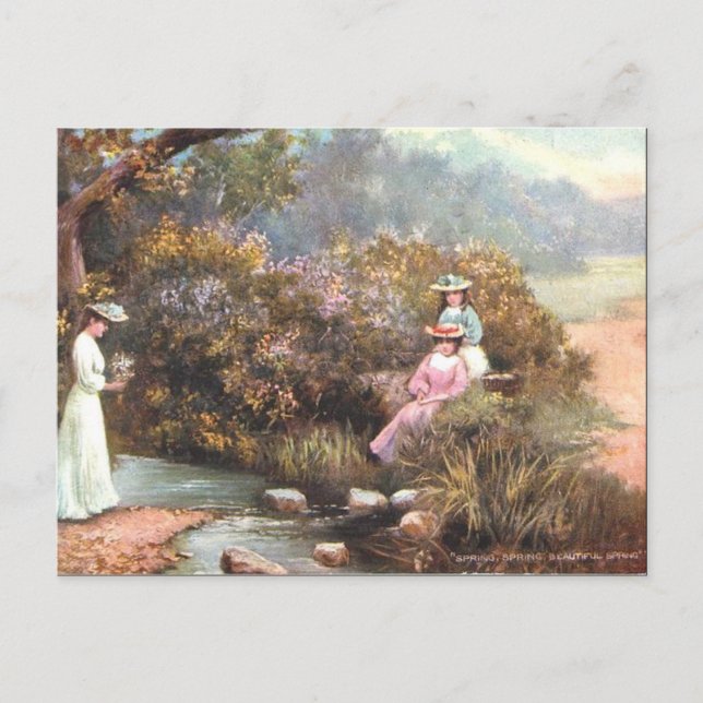 Gammalt vykort - Vår (Framsida)