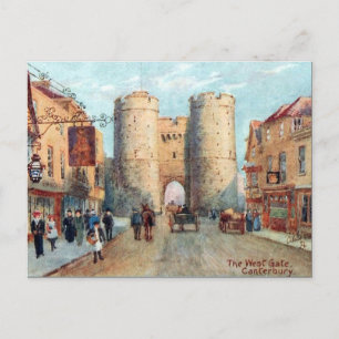 Gammalt vykort - Väster, Canterbury, Kent