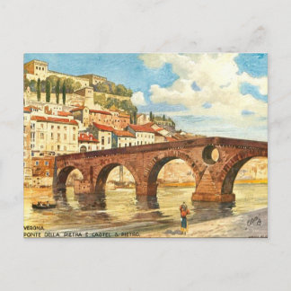Gammalt vykort - Verona, Italien