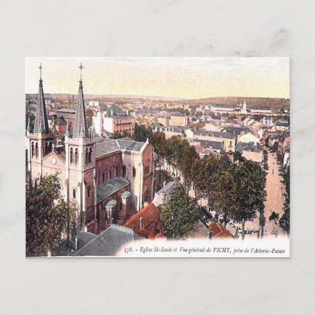 Gammalt vykort - Vichy, Allier, Frankrike (Framsida)