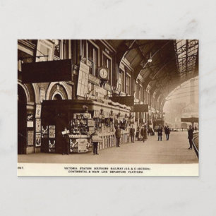 Gammalt vykort - Victoria Station, London