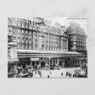 Gammalt vykort - Victoria Station, London