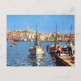 Gammalt vykort - Vieux-port, Marseille