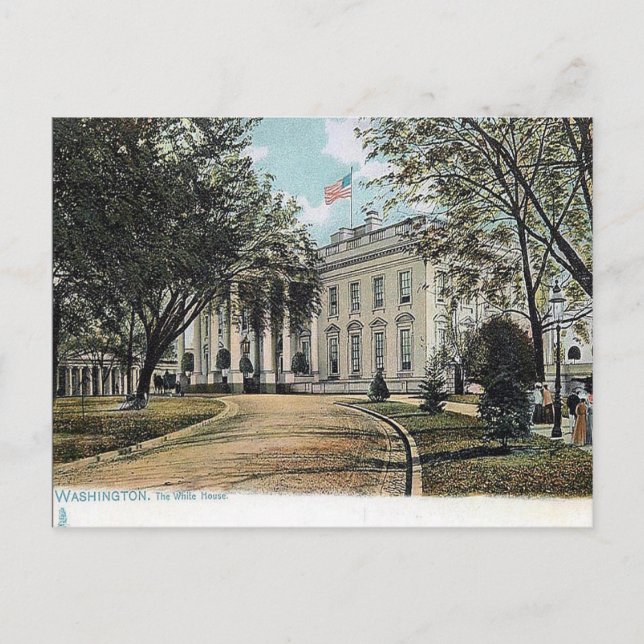 Gammalt vykort - Vita huset, Washington, DC (Framsida)