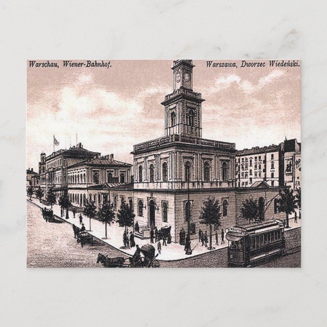 Gammalt vykort - Warszawa, Polen (Framsida)