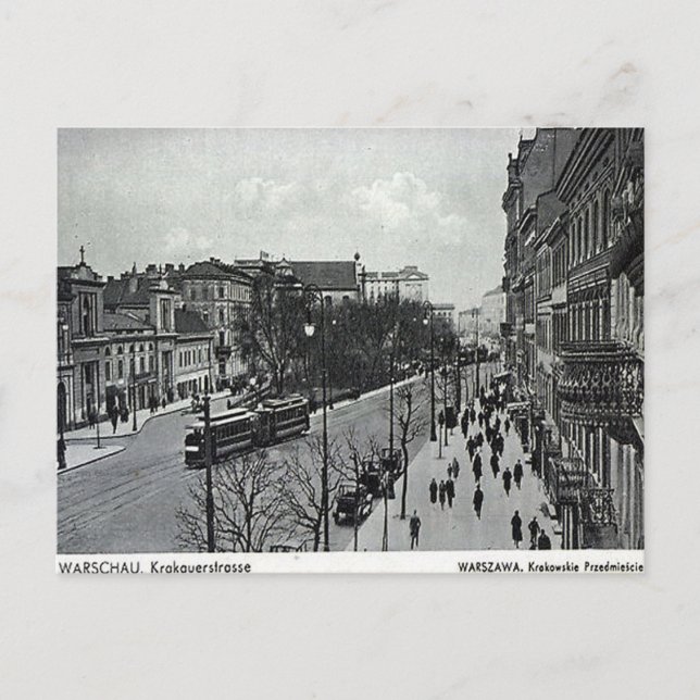 Gammalt vykort - Warszawa, Polen (Framsida)