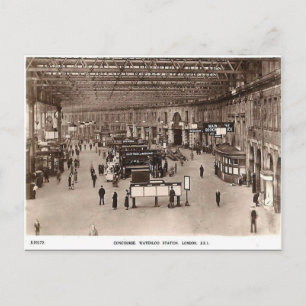 Gammalt vykort - Waterloo Station, London