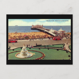 Gammalt vykort, Weston-toppen-Mare, Grand Pier Vykort
