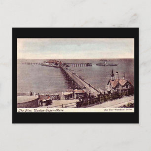 Gammalt vykort, Weston-toppen-Mare, Pier Vykort