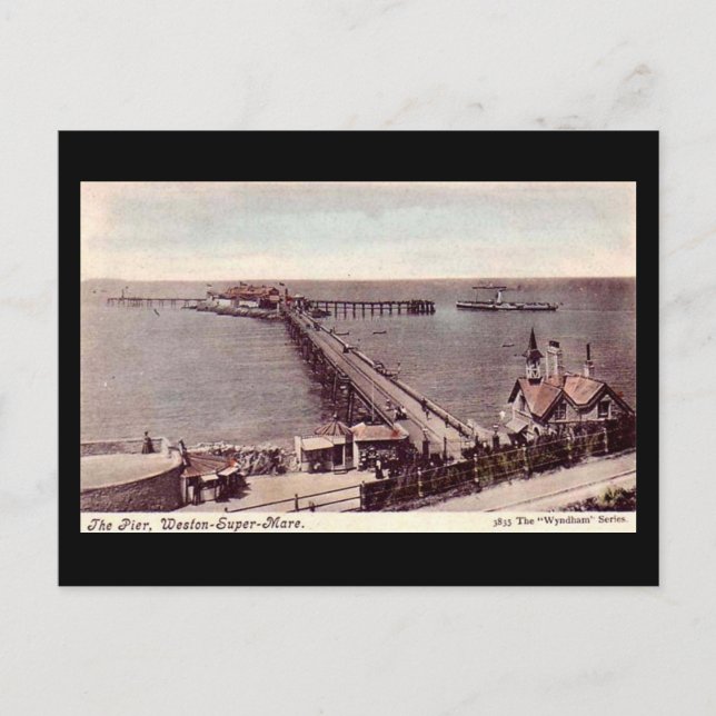 Gammalt vykort, Weston-toppen-Mare, Pier Vykort (Framsida)