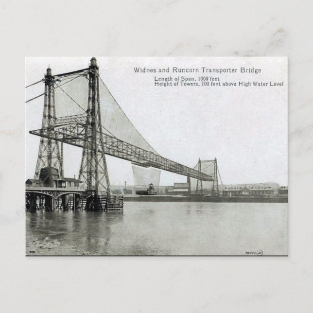 Gammalt vykort - Widnes & Runcorn Transporter Brid (Framsida)