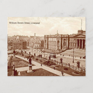 Gammalt vykort - William Brown Street, Liverpool