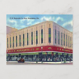 Gammalt vykort - Woolworth's, Birmingham, Alabama