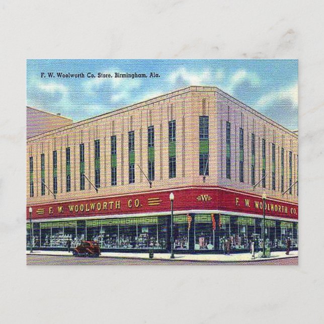 Gammalt vykort - Woolworth's, Birmingham, Alabama (Framsida)