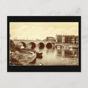 Gammalt vykort - Worcester, New Bridge